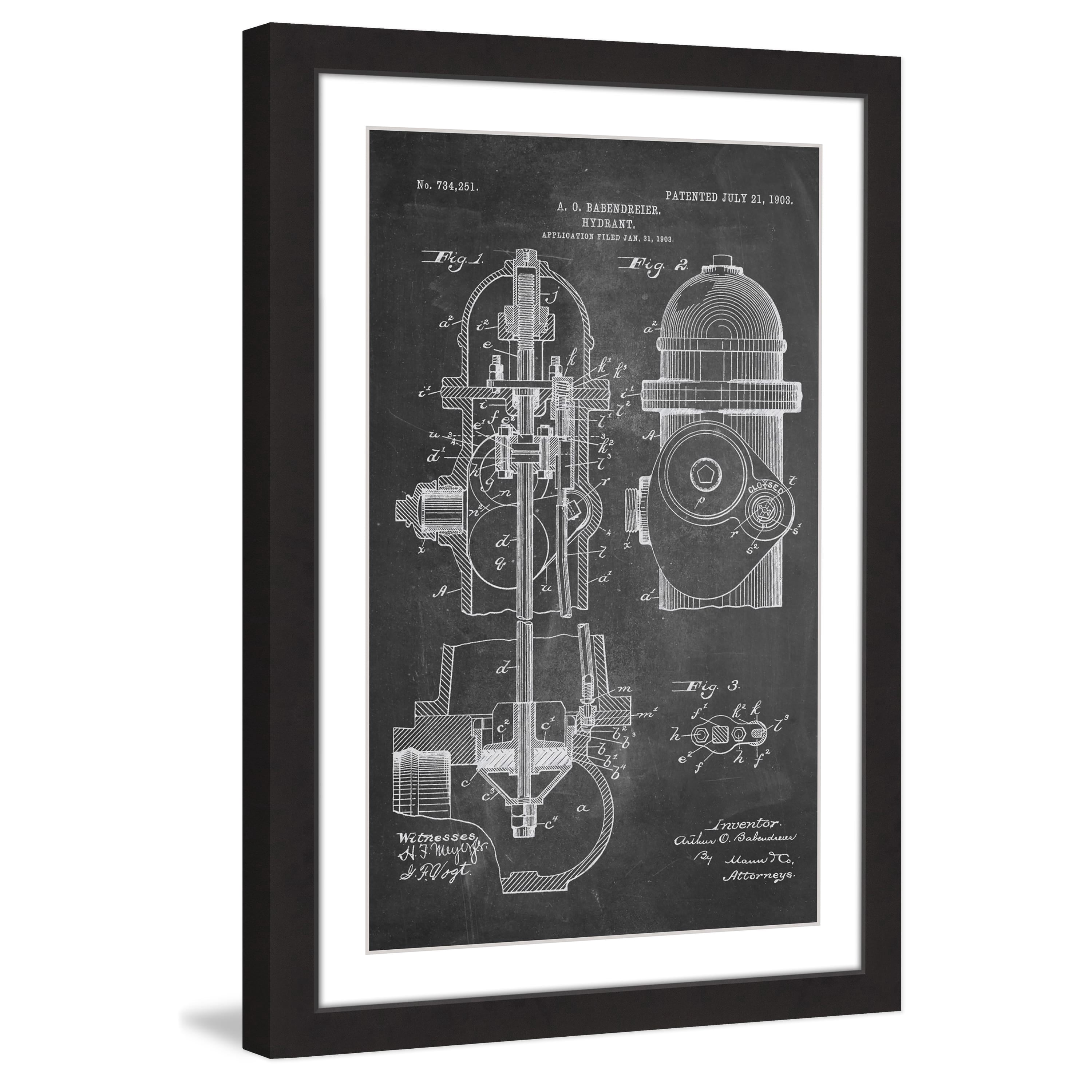 "Hydrant 1903 Chalk" Framed Painting Print