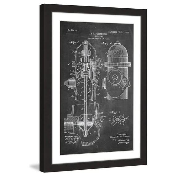 "Hydrant 1903 Chalk" Framed Painting Print