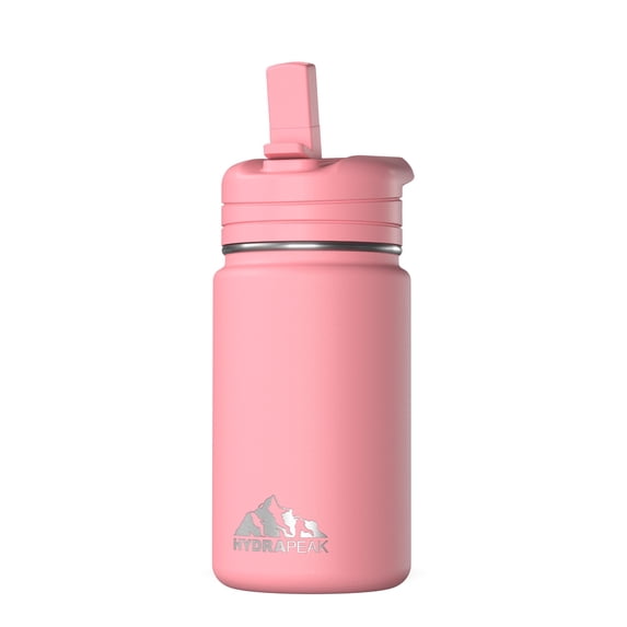 Hydrapeak 14oz Kids Insulated Water Bottle (Neon Crush, Straw Lid), Reusable Sports Water Bottle for All Ages