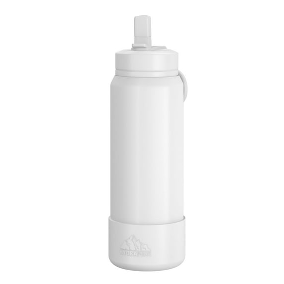 Hydrapeak 26oz Sport Insulated Water Bottle with Straw or Chug Lid, Leak & Spill Proof, Keeps Drinks Cold for 24 Hours, Hot for 12 Hours, Premium Stainless Steel Water Bottles (26oz, White)