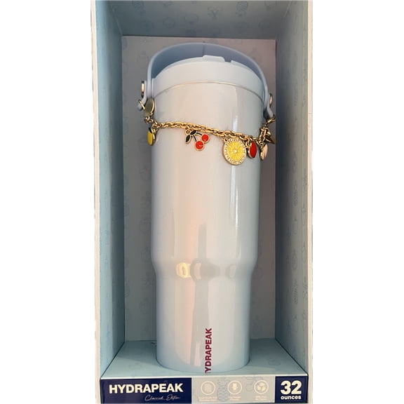 Hydrapeak 32 oz Insulated Tumbler with Handle & Straw Lid, Ice Blue Limited Charmed Custom Charms Stainless Steel