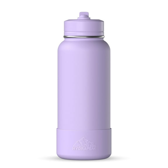 Hydrapeak 32oz Sport Insulated Water Bottle with Straw or Chug Lid, Leak & Spill Proof, Keeps Drinks Cold for 24 Hours, Hot for 12 Hours, Premium Stainless Steel Water Bottles (32oz, Dlavender)