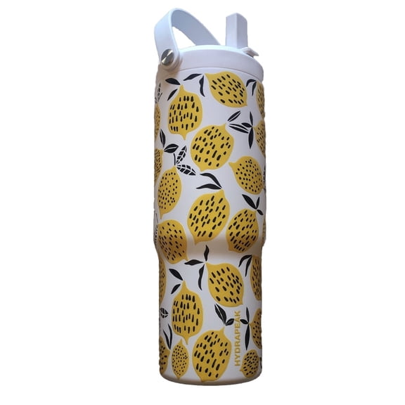 Hydrapeak Nomad 32 oz Insulated Tumbler - Lemon White Snow, Stainless Steel with Handle & Straw Lid Artisan Collection