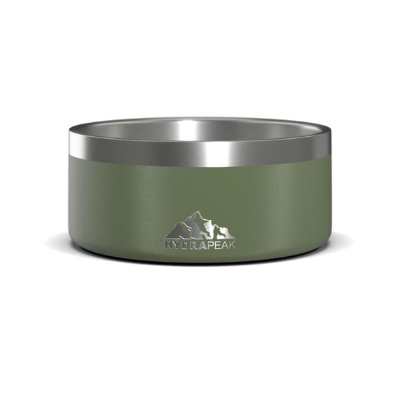 Hydrapeak 32oz Dog Bowl, Non Slip Stainless Steel Water and Food Dish for Large and Small Dogs | Sage Leaf