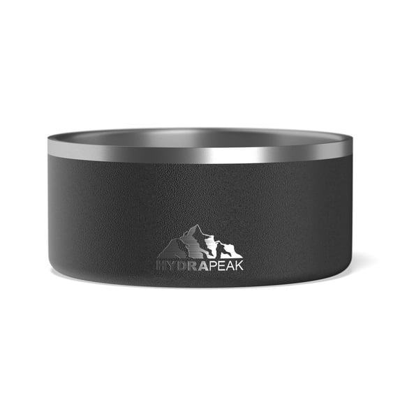 Hydrapeak Dog Bowl; Non Slip Stainless Steel; Water and Food Dish; Large Sized and Small Dogs; 32oz 64oz; Multiple Sizes | 8 Cup | Black