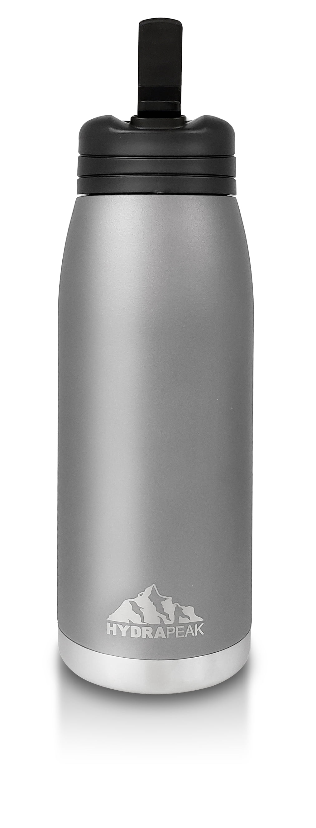 Hydrapeak FLOW 1L (32oz) Water Bottle BPA-Free Leak-Proof Double-Walled Copper Coated Stainless-Steel Insulated Vacuum Flask with Integrated Bite Value Straw and Crook Finger Handle …