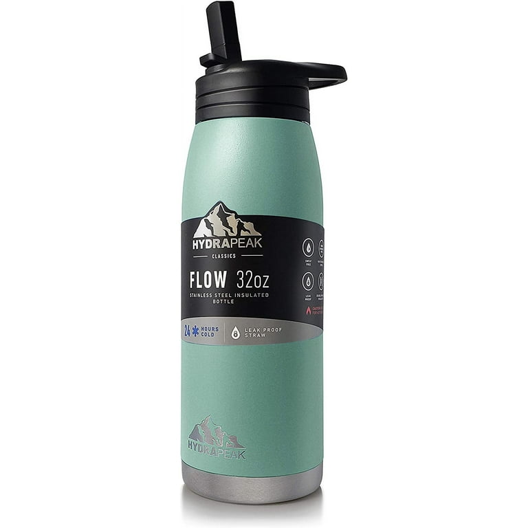 HYDRAPEAK Flow 32oz Stainless WHITE GREY CAMO Insulated Straw Lid Water  Bottle