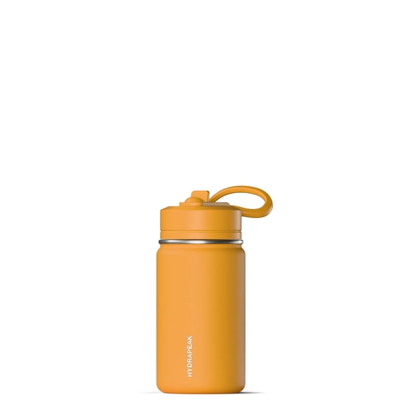 Hydrapeak Mini 14oz Water Bottle with Straw Lid, Stainless Steel Double Wall Insulated Water Bottle | Leak-Proof and Spill-Proof Water Bottle for School, 24 Hours Cold (Tangerine)