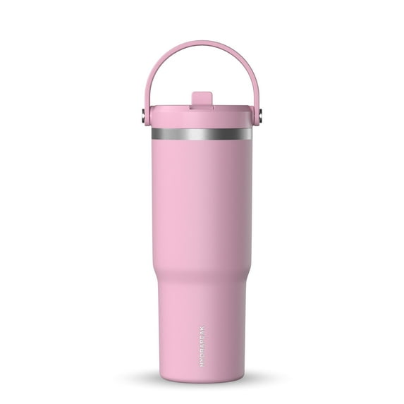 Hydrapeak Nomad 32 oz Tumbler with Handle and Straw Lid, Leakproof, Double Insulated, 32oz Cup Stainless Steel (Cotton Pink)