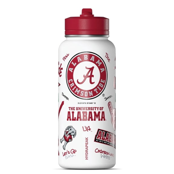 Hydrapeak Officially Licensed Alabama Tides 32 oz Active Water Bottle with Straw Lid Reusable Stainless Steel Double Wall Insulated Sports Gift