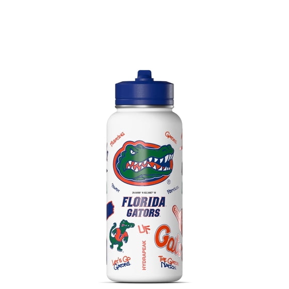 Hydrapeak Officially Licensed Florida Gators 32 oz Active Water Bottle with Straw Lid Reusable Stainless Steel Double Wall Insulated Sports Gift