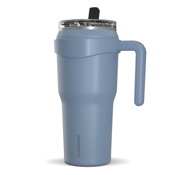 Hydrapeak Roadster 40oz Stainless Steel Tumbler Double Wall Vacuum Insulated Water Bottle With Handle And 2 in 1 Straw Lid (Modern Blue)