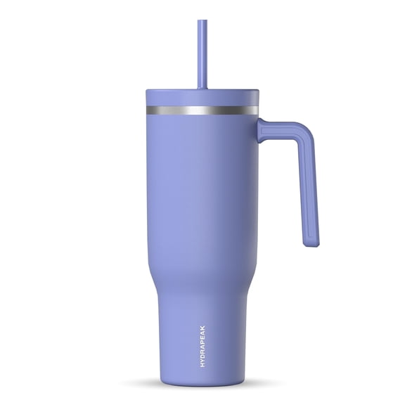 Hydrapeak Voyager 40 oz Tumbler with Handle and Straw Lid | Reusable Stainless Steel Water Bottle Travel Mug Cupholder Friendly | Insulated Cup (Iris)