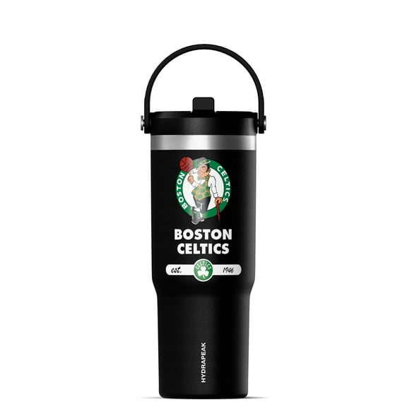 Hydrapeak x NBA Officially Licensed Boston Celtics 32 oz Nomad Tumbler with Handle and Straw Lid, Leakproof Stainless Steel Water Bottle