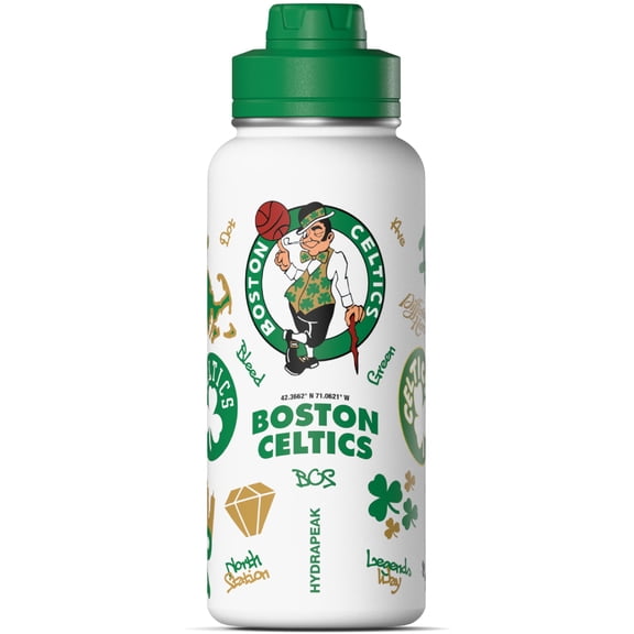 Hydrapeak x NBA Officially Licensed Boston Celtics 32oz Active Water Bottle Chug Lid Stainless Steel Reusable Double Wall Celebrating The City Of Boston
