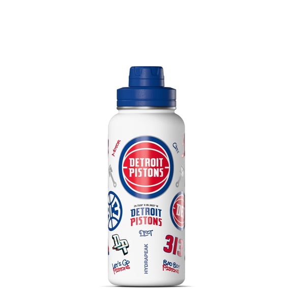 Hydrapeak x NBA Officially Licensed Detroit Pistons32oz Active Water Bottle Chug Lid Stainless Steel Reusable Double Wall Celebrating The City Of Detroit