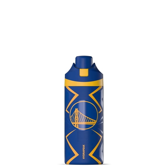 Hydrapeak x NBA Officially Licensed Golden State Warriors Oasis 20 oz Insulated Kids Water Bottle, Stainless Steel Water Bottle Kids with Chug Lid, Push Button
