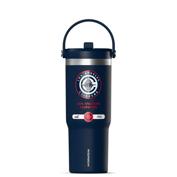 Hydrapeak x NBA Officially Licensed Los Angeles Clippers 32 oz Nomad Tumbler with Handle and Straw Lid, Leakproof Stainless Steel Water Bottle