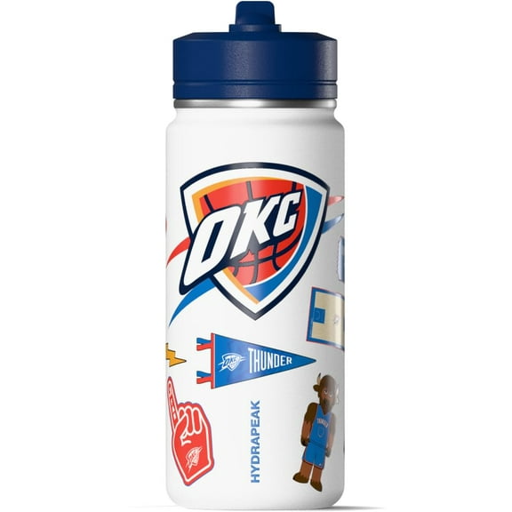 Hydrapeak x NBA Officially Licensed Oklahoma City Thunder 20 oz Active Water Bottle with Straw Lid and Handle Reusable Stainless Steel Double Wall Insulated Sports Gift for Kids/Adults