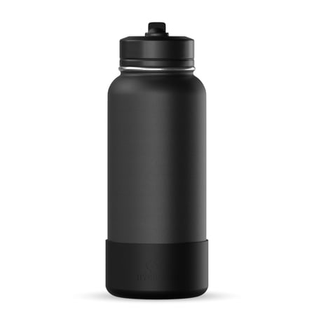 Hydrapeak 32oz Sport Insulated Water Bottle with Straw or Chug Lid, Leak & Spill Proof, Keeps Drinks Cold for 24 Hours, Hot for 12 Hours, Premium Stainless Steel Water Bottles (32oz, Black)