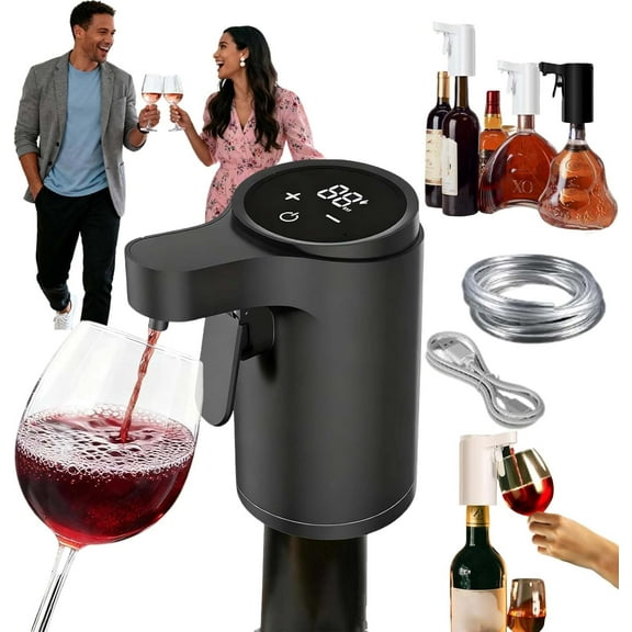 Hydrasport Pro Liquor Dispenser, Hydrasportpro Smart Dispenser, 5-In-1 Electric Wine Decanter With Aerator, Rechargeable Automatic Wine Pourer, Suitable For Most Wine Bottles (Black)
