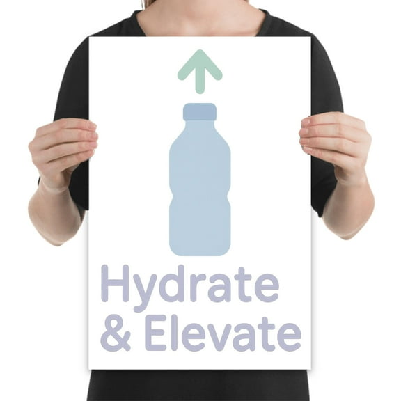Hydrate & Elevate Motivational Wall Art - Home Gym Decor - 13x19 Poster Print