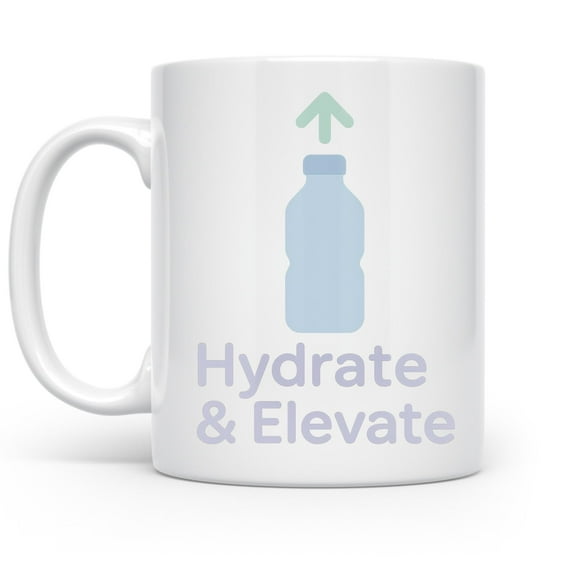 Hydrate & Elevate 11 oz Coffee Mug - Self-Care Lifestyle White Ceramic Gift