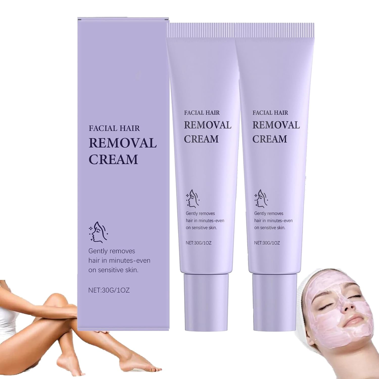 Hydrateology Facial Hair Removal Cream, Gentle and Painless Facial
