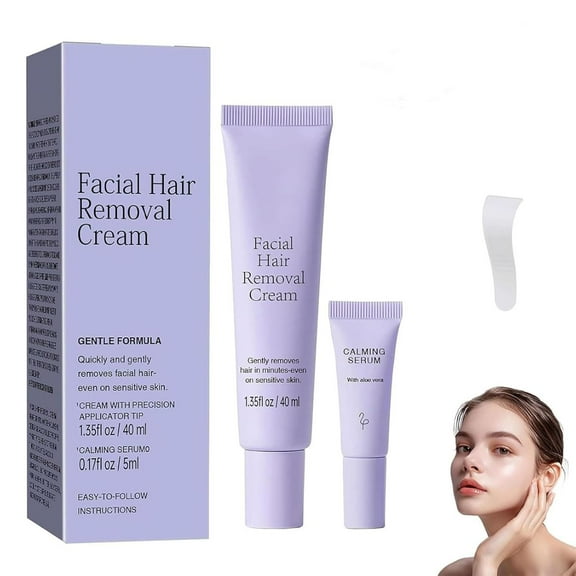 Hydrateology Facial Hair Removal Cream, Hydratology Facial Hair Remover,Hair Removal Cream, Gentle Hairs Removers, Long-Lasting Depilatory Cream for All Skin Types