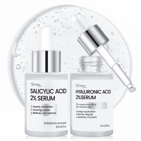 Hydrating Balance & Oil Control Serum Set Includes Salicylic Acid Serum and Hyaluronic Acid Serum Hydrating,Oil-Control,Even Skin Tone for All Skin Type 2PC