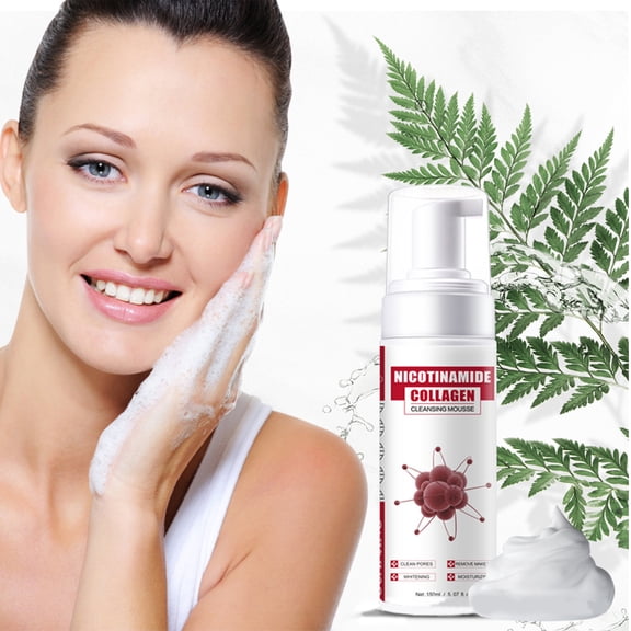 Hydrating Gentle Face Cleanser, Collagen Cleansing Mousse,Daily Facial Cleanser with Niacinamide and Ceramides for Sensitive Skin, Moisturizing Face Wash for Normal to Dry Skin