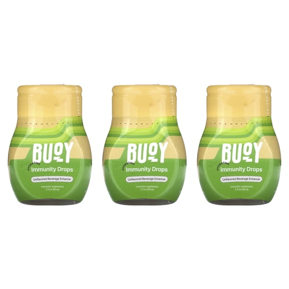 Hydrating Immunity Drops, Beverage Enhancer, Unflavored, 3 Pack, 2 fl oz (60 ml) Each, Buoy Hydration
