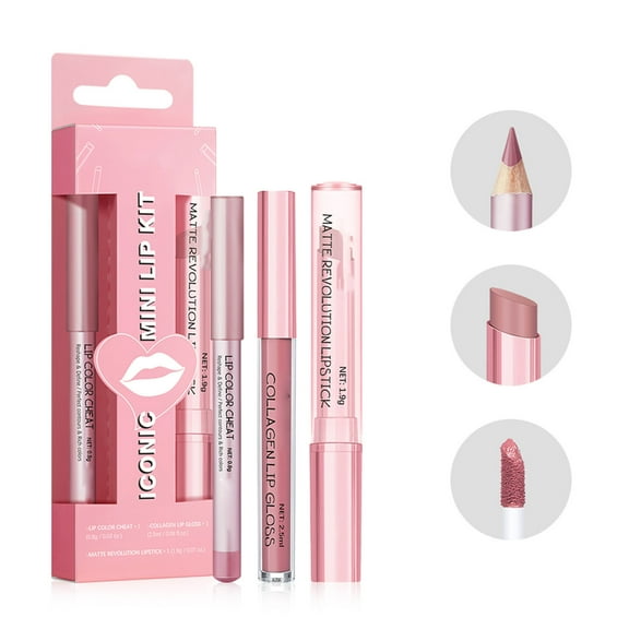 Hydrating Lip Gloss, Lip Liner and Lipstick Makeup Set, Long Lasting Waterproof Non-Stick Cup Lip Glaze Set, Moisturizing Tinted Lip Balm, Mirror Liquid Lipsticks Brighten Plumping Lipstick