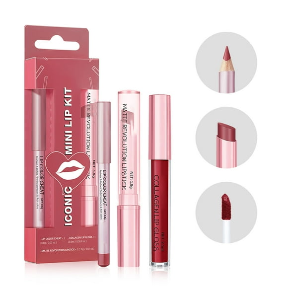 Hydrating Lip Gloss, Lip Liner and Lipstick Makeup Set, Long Lasting Waterproof Non-Stick Cup Lip Glaze Set, Moisturizing Tinted Lip Balm, Mirror Liquid Lipsticks Brighten Plumping Lipstick