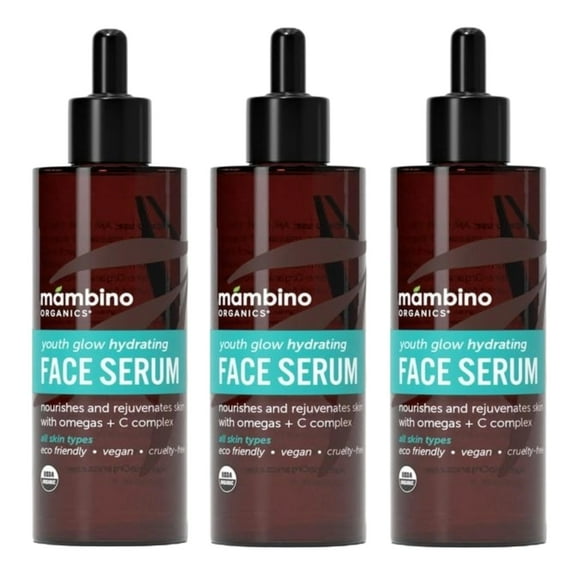 Hydrating Vitamin C Serum for Face – 3 Bottle Organic, Youth-Glow Serum for Dull Skin, Redness, Aging – Pure Omega & Vitamin C Face Skin Care with Marula Oil & Primrose Oil by Mambino Organics, 3 Oz.