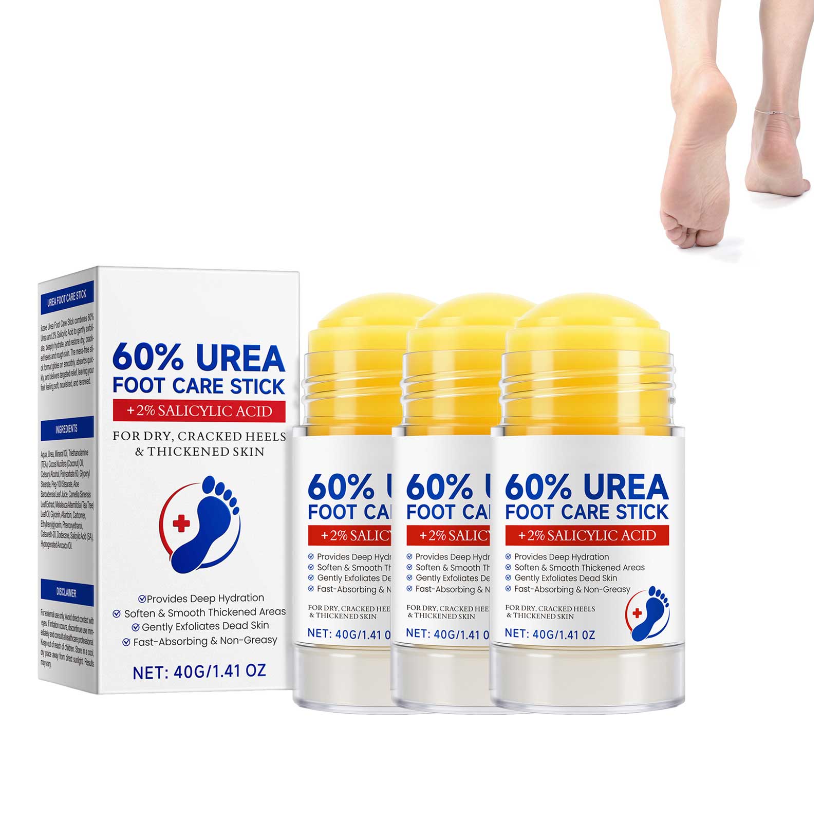 Anti-Riss Fußcreme – Feuchtigkeitsspendend & Pflegend – Gegen Trockene, Rissige Füße (3x 40g)