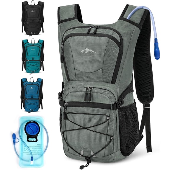 Hydration Backpack with 2L Water Bladder, 15L Lightweight Hiking Backpack for Women & Men Small Insulated Hydration Water Pack for Hiking, Running, Cycling, Biking
