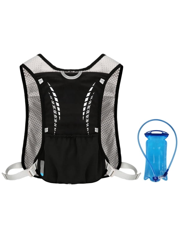 Hydration Running Vest with 1.5L Bladder,Lightweight Breathable Pack, Multi-Pocket for Phone & Gear, Adjustable Straps,Reflective for Cycling, Hiking