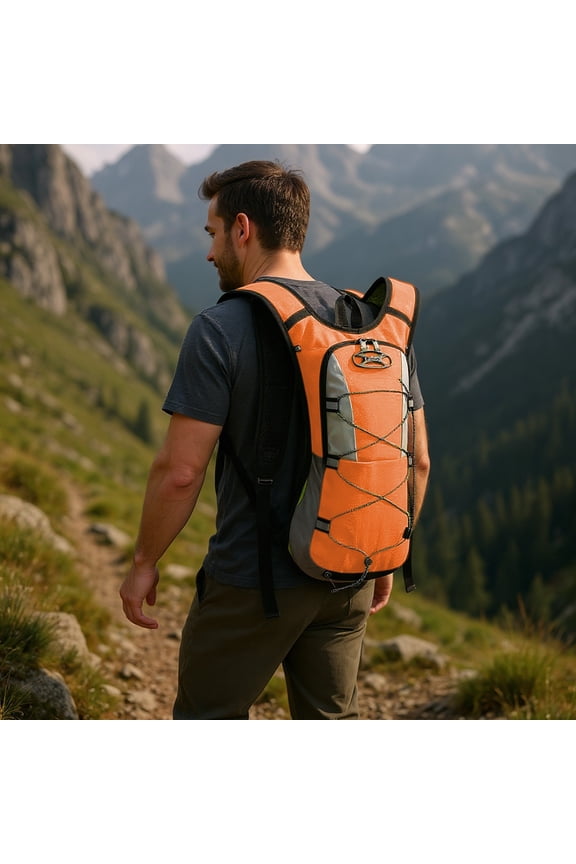 Hydration Backpack for Hiking Running Biking, Lightweight Hydration Pack with Reflective Trim, 16.9"x9.1"x2" Polyester Water Backpack for Road Runner, Climbing & Outdoor Sports