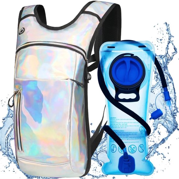 Hydration Backpack, Water Backpack with 2L Hydration Bladder, Rave Backpack Hydration Pack, Festival Essential for Raves, Hiking, Cycling, Climbing, Running, Outdoor, Camping and