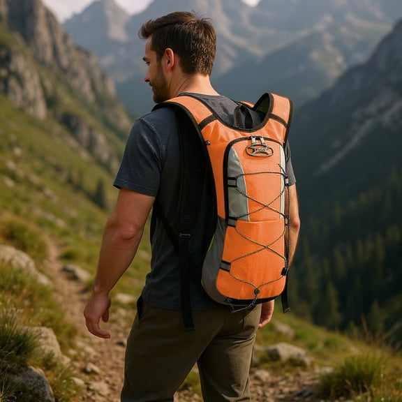 Hydration Backpack Water Backpack Lightweight Breathable Adjustable Straps Reflective Polyester For Hiking Running Cycling Climbing Outdoor Sports(Water Bottles And Hoses Are Not Provided)