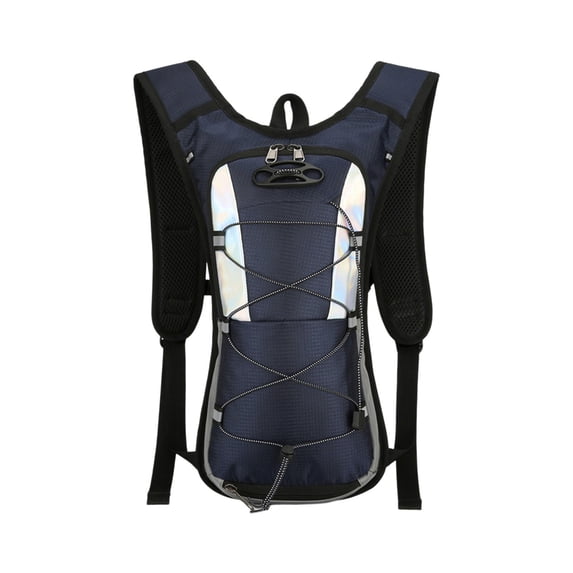 Hydration Backpack Water Pack for Hiking | Lightweight Polyester Hydropack with Mesh Pocket | Adjustable Straps | Reflective Trim | 16.93x9.06x1.97in | Black/Blue/Orange/Green