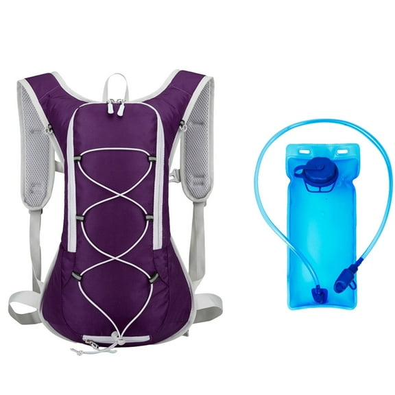 Hydration Backpack for Women and Men Lightweight Bag with 2L Water Bladder, for Hiking Cycling Running, Adjustable Chest Straps and Reflective (Purple)