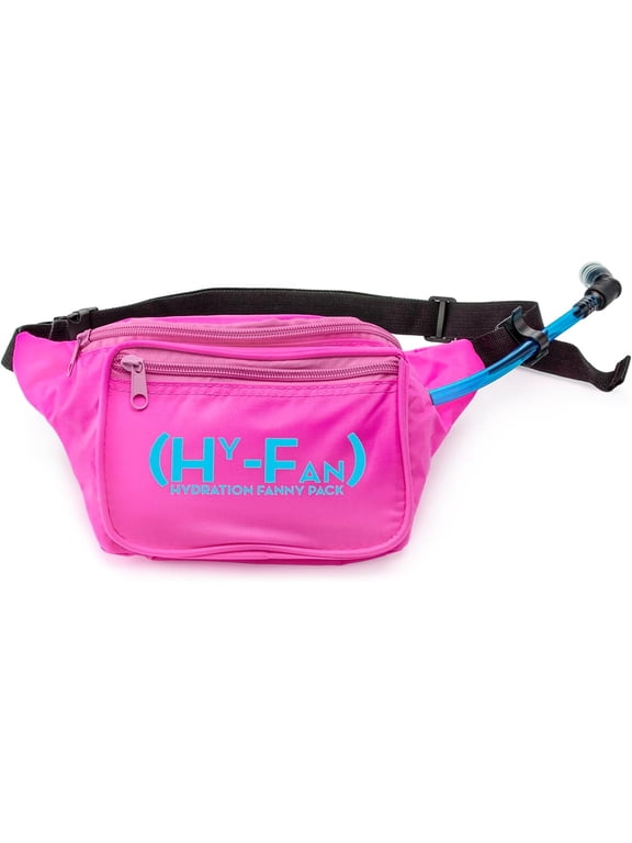 Hydration Fanny Pack with Bladder, 17oz BPA-Free, Hands-Free Design, Secure Pockets, Ideal for Athletic Outdoor Activities, Travel and More - Hot Pink