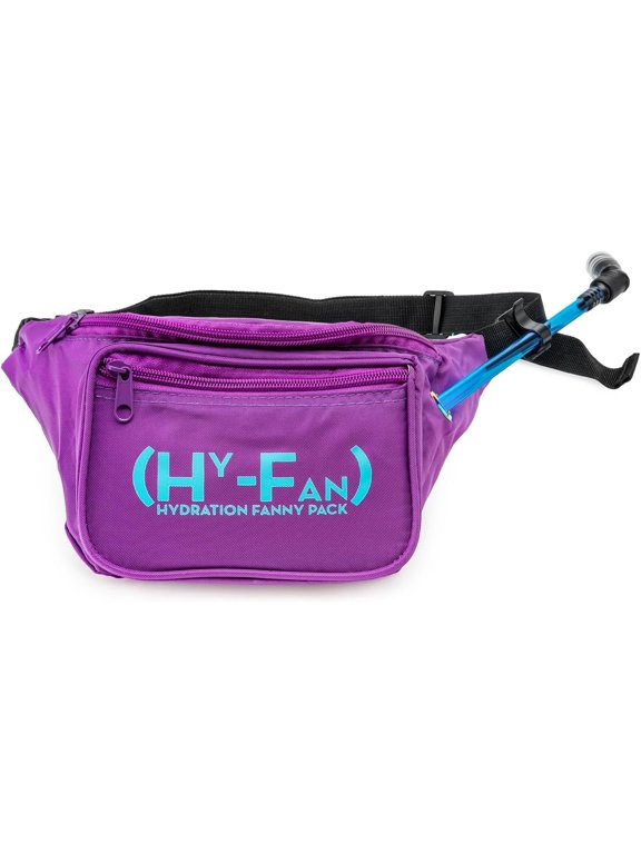 Hydration Fanny Pack with Bladder, 17oz BPA-Free, Hands-Free Design, Secure Pockets, Ideal for Athletic Outdoor Activities, Travel and More - Purple