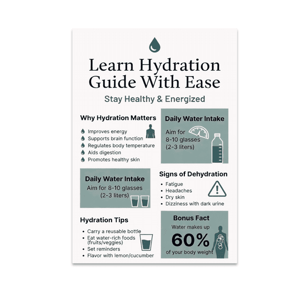 Hydration Guide Visual Chart - Educational Settings - 13x19 Poster Print