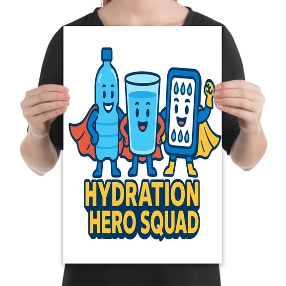 Hydration Hero Squad Wall Art - Wellness Enthusiasts - 13x19 Poster Print
