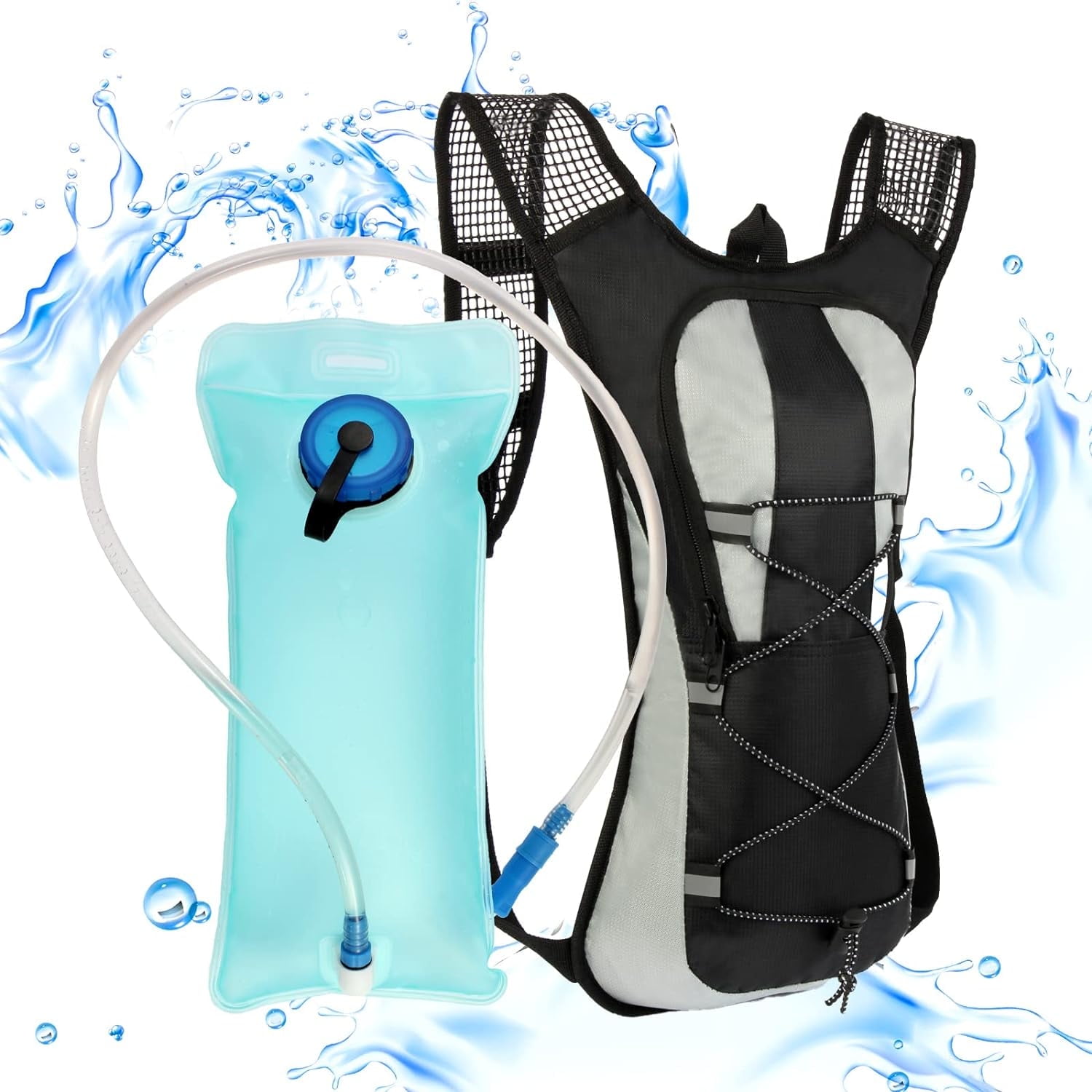 Hydration Pack Backpack, Water Backpack with 2L Bladder, for Hiking, Insulated Suitable Cycling, Running, Rock Climbing and Other Outdoor Activities, black