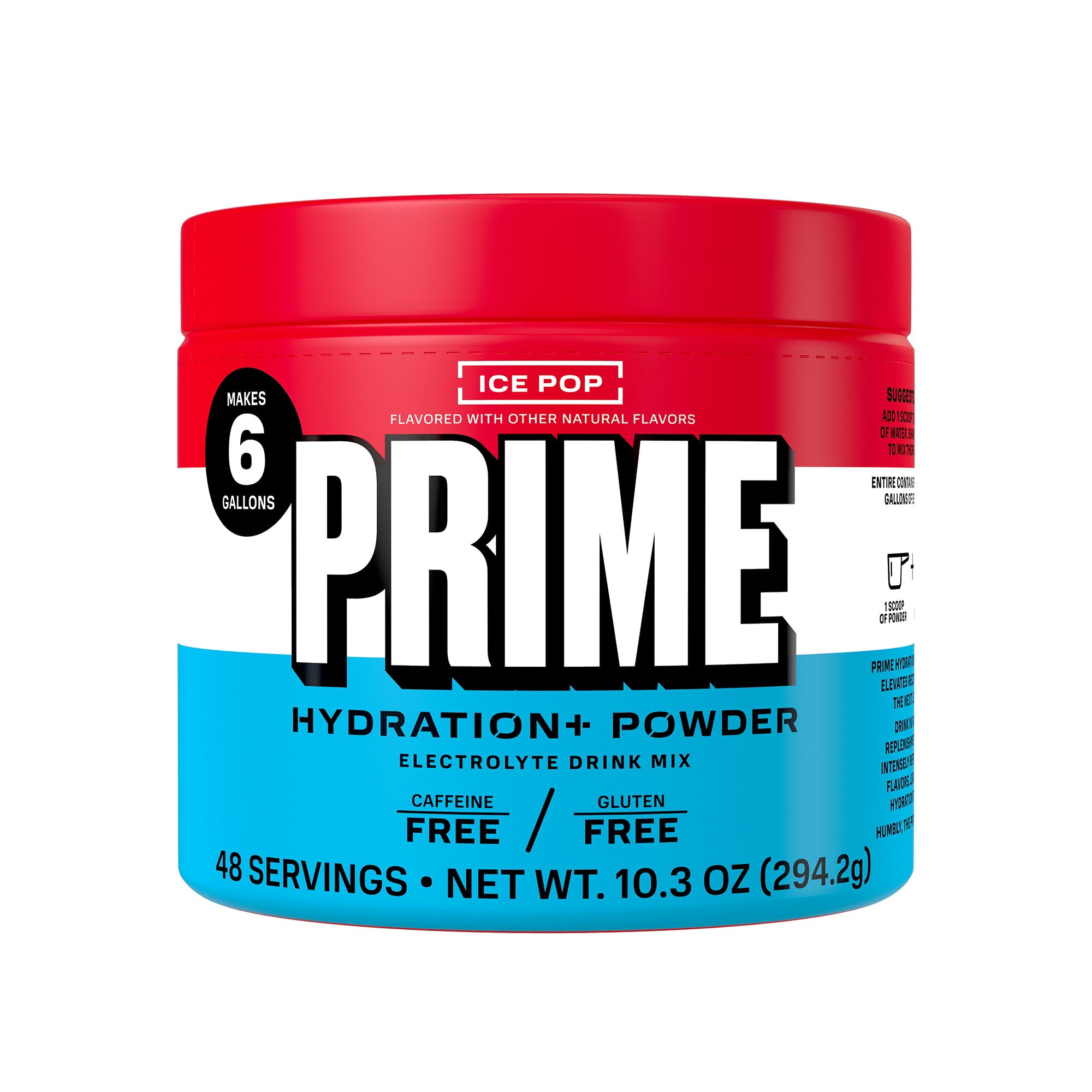 PRIME Hydration+ Ice Pop Electrolyte Powder, Sugar Free, 6 Gallon Tub