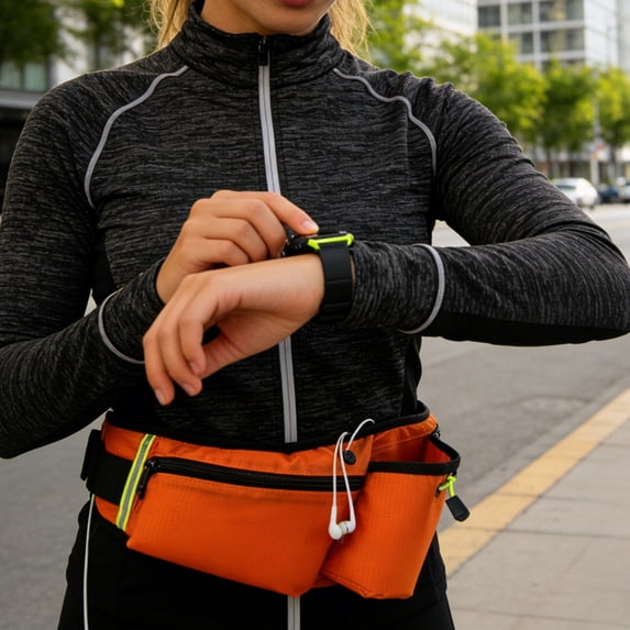 Hydration Running Belt Waist Pack with Water Bottle Holder, Adjustable Sports Pack for Hiking Cycling, Orange